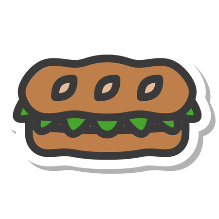 Mini mini sticker style food illustration Sandwich Breadのイラスト素材