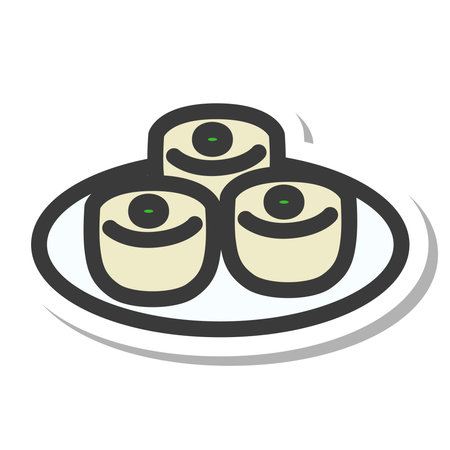 Mini mini sticker style food illustration steamed dumplingのイラスト素材