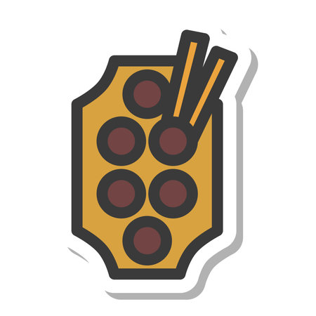 Mini mini sticker style food illustration takoyakiのイラスト素材