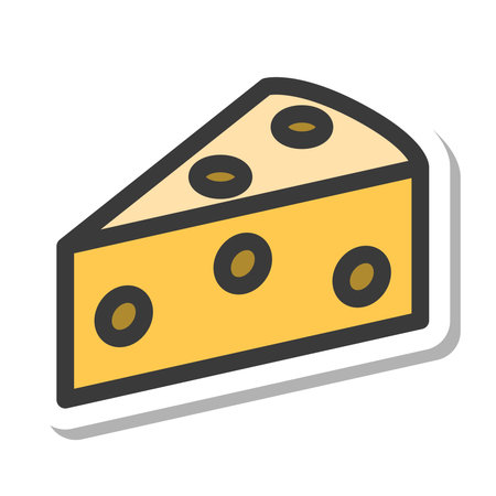 Mini mini sticker style food illustration cheeseのイラスト素材