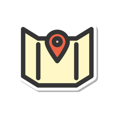 Sticker-style camping-related single icon mapのイラスト素材