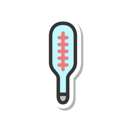 Sticker-style medical-related single item icon thermometerのイラスト素材
