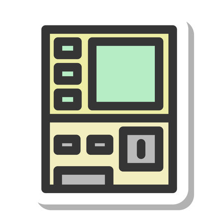 Sticker-style station-related single icon ticket vending machineのイラスト素材