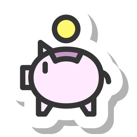Sticker style simple business single item icon piggy bankのイラスト素材