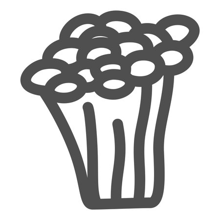 Line drawing simple mushroom single item icon Enokitakeのイラスト素材