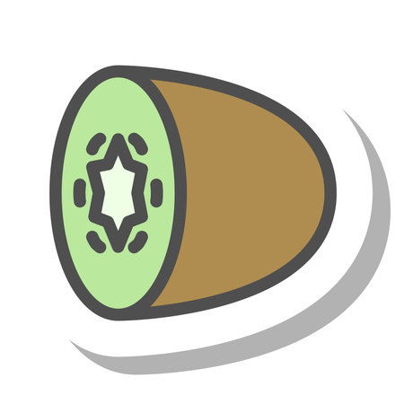 Sticker style simple fruit single item kiwiのイラスト素材