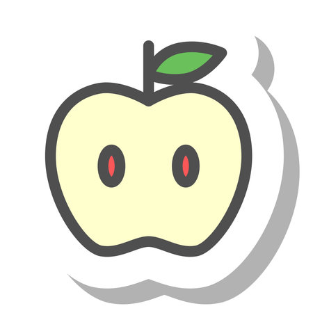 Sticker-style simple fruit single item icon apple cross sectionのイラスト素材