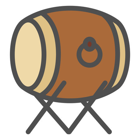 Color simple musical instrument single item icon Japanese drumのイラスト素材