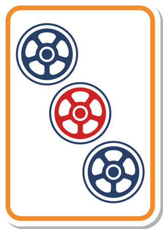 Sticker-style mahjong tiles single item icon Mitsutsuのイラスト素材