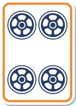 Sticker-style mahjong tiles single item icon four cylindersのイラスト素材