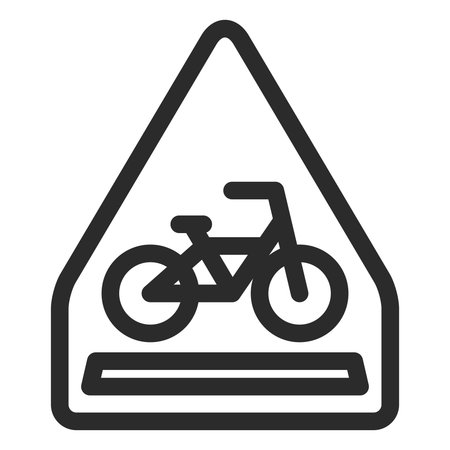 Single line drawing illustration of a simple sign - Bicycle crossing zone