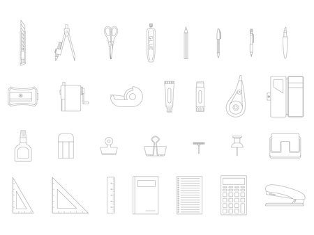 Stationery color illustration icon setのイラスト素材