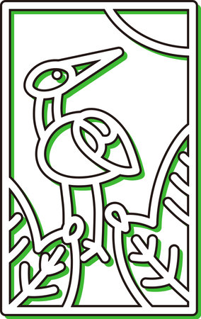 Color Shadow Mini Hanafuda Mutsuki Pine Crane January Pine and Craneのイラスト素材