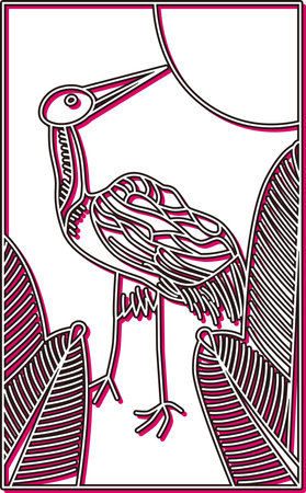 Color Shadow Hanafuda Mutsuki Pine Crane January Pine and Craneのイラスト素材