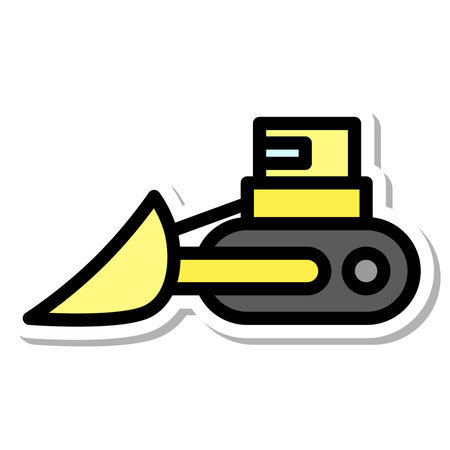 Sticker vehicle icon illustration bulldozerのイラスト素材