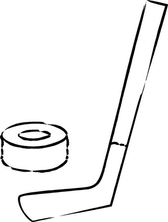 Brush-drawn sports equipment illustration hockeyのイラスト素材