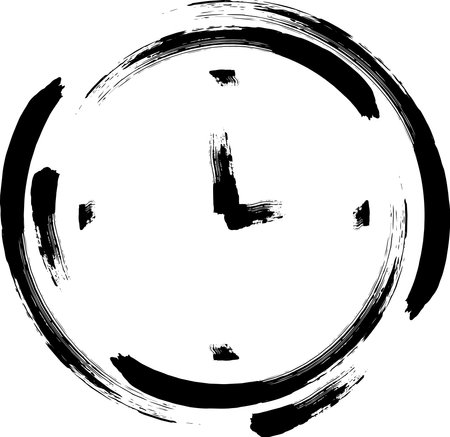 Brush writing business icon clockのイラスト素材