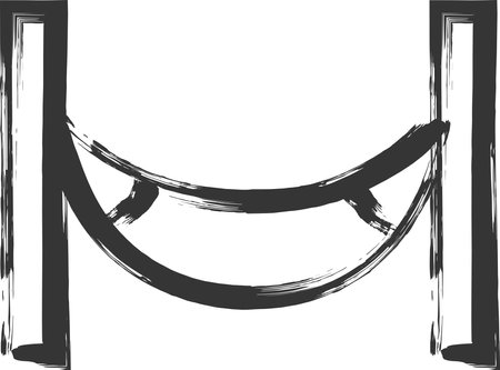 Camping related brush illustration: Hammockのイラスト素材