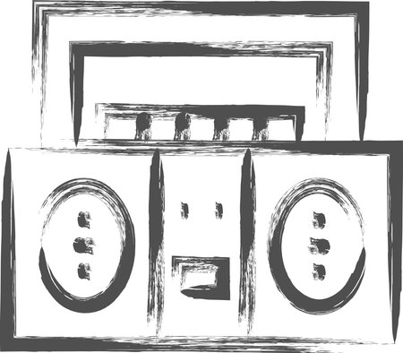 Single brush-drawn illustration of home appliances: Radioのイラスト素材