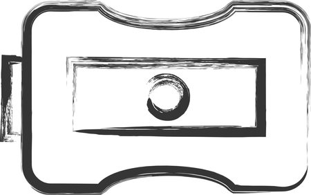 Stationery-related brush-drawing illustration: Pencil sharpenerのイラスト素材