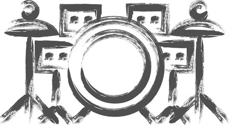 Brush-drawn illustration of musical instruments: Drum setのイラスト素材
