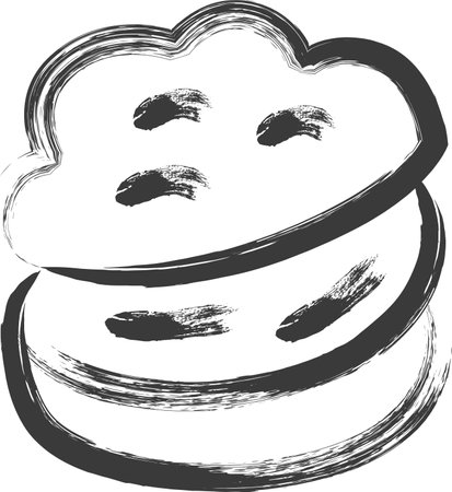 Mini mini brush-drawn food and drink illustrations: cream puffsのイラスト素材