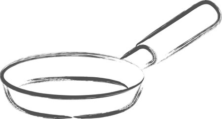 Brush-drawn illustrations of everyday items: Frying panのイラスト素材