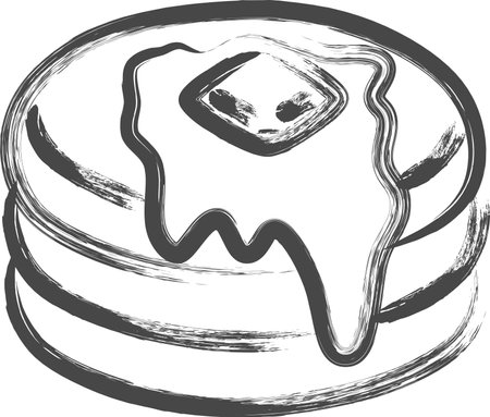 Brush-drawn sweets illustration: Pancakesのイラスト素材