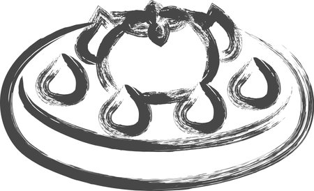 Brush-drawn sweets illustration: Ice cream cakeのイラスト素材