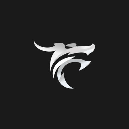 dragon logo vector on a black backgroundのイラスト素材