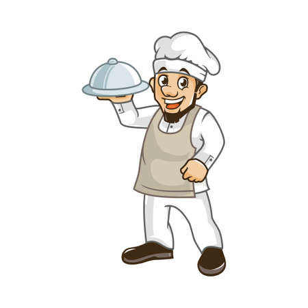 awesome bearded chef logo mascot vector designのイラスト素材