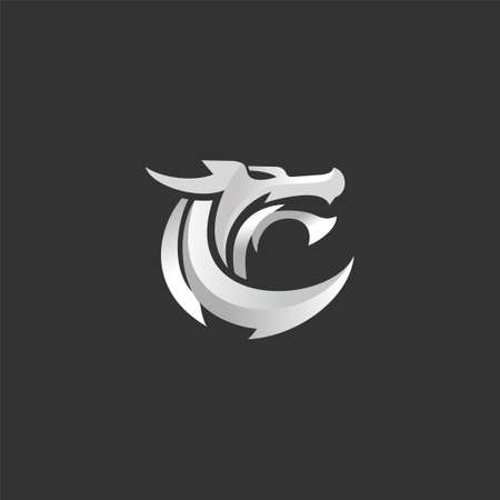 dragon logo vector on a black backgroundのイラスト素材