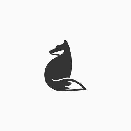 fox silhouette logo black on a white backgroundのイラスト素材