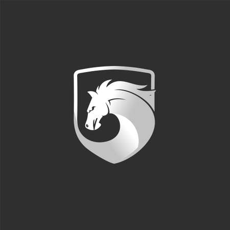 Horse head vector logo on a black backgroundのイラスト素材