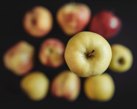 Top view of an appleの写真素材