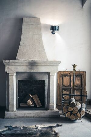 Old vintage fireplaceの写真素材