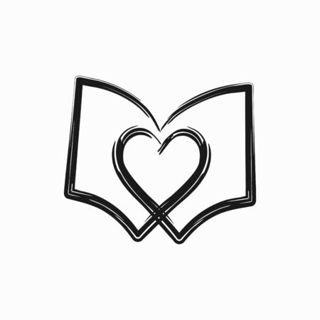 Book icon with pages Loveのイラスト素材