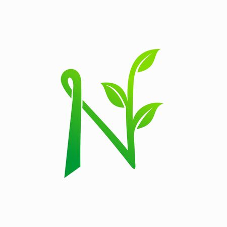letter N logo formed leafsのイラスト素材