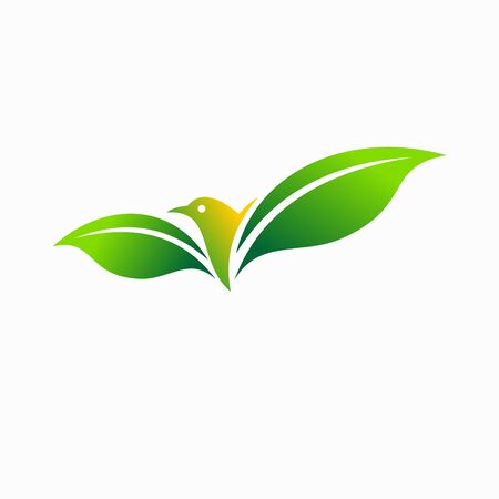 Green leaf formed bird logo templateのイラスト素材