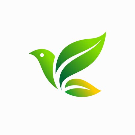 Green leaf formed bird logo templateのイラスト素材