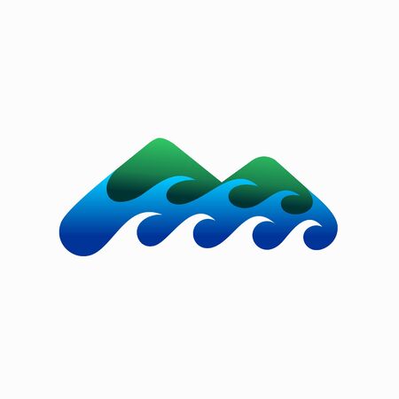 mountain logo accompanied river wavesのイラスト素材