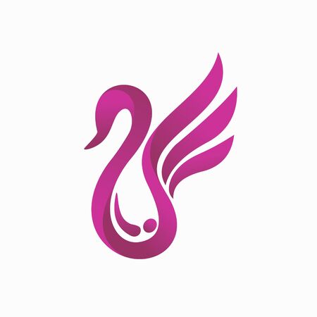 Swan logo with a water dropのイラスト素材