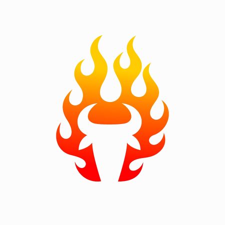 Bull logo accompanied blazing fireのイラスト素材
