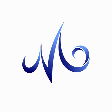 Waves formed letter W logoのイラスト素材