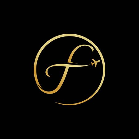 aircraft logo accompanied concept smoke forming letter Fのイラスト素材