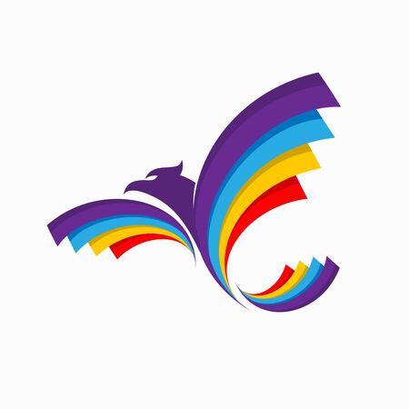 Bird logo that formed sheet of paperのイラスト素材