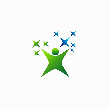 Sparkling logo that formed silhouette of peopleのイラスト素材
