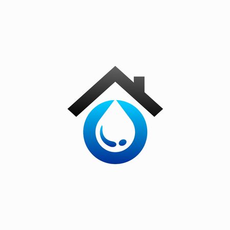 Water droplets logo with house silhouetteのイラスト素材