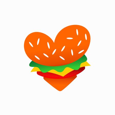 Burger logo that formed heart conceptのイラスト素材