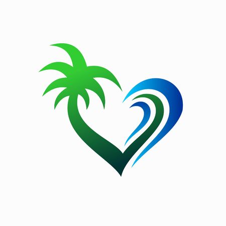 Beach logo that formed love conceptのイラスト素材
